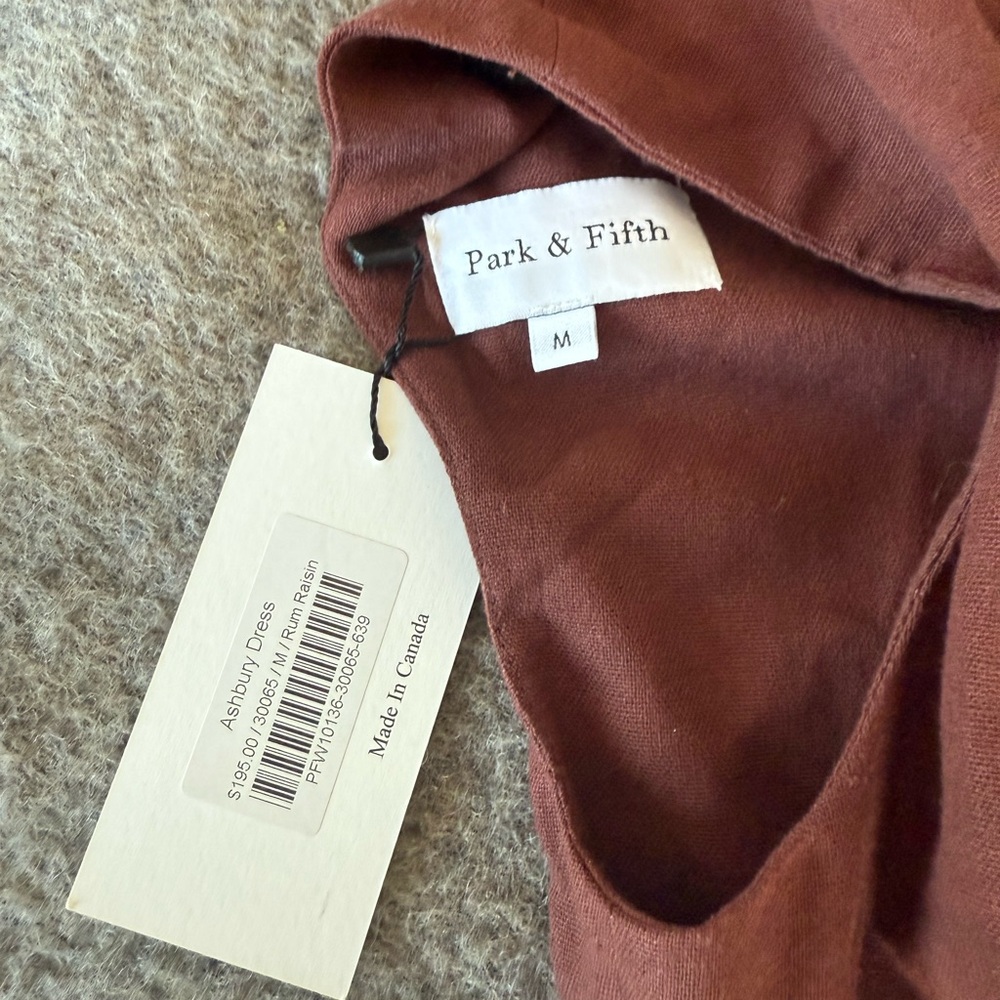 NWT Park & Fifth Linen Blend Brown Asymmetrical Midi Dress - Picture 15 of 15